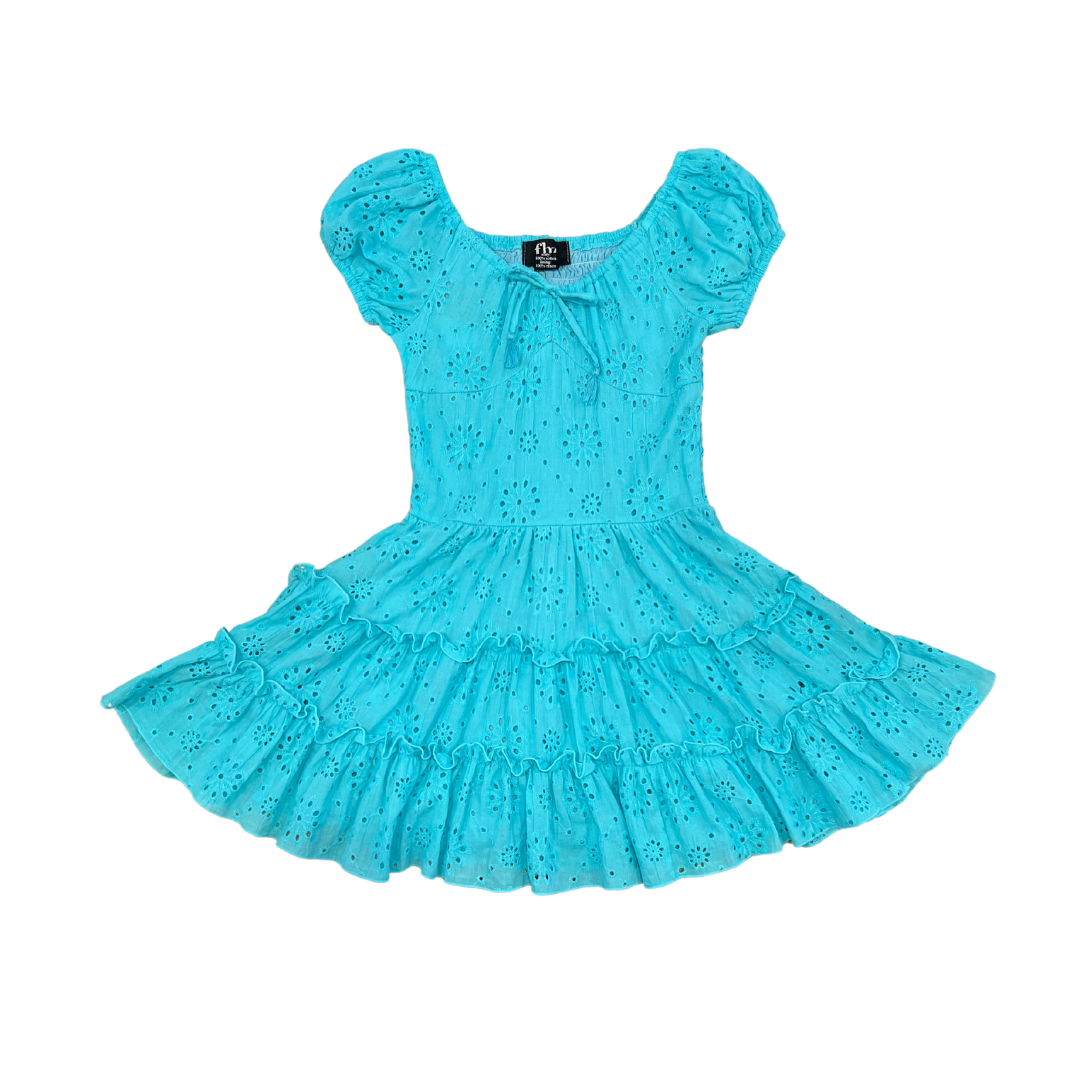 Neon Aqua Eyelet Dress East West Girl Neon Aqua Eyelet Dress East West Girl