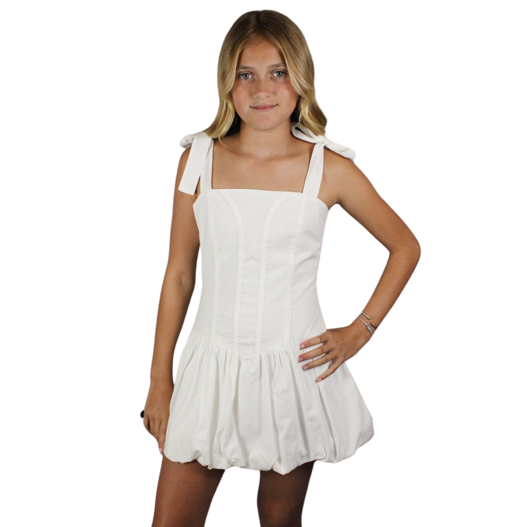 Bubble Dress - White East West Girl Bubble Dress - White East West Girl