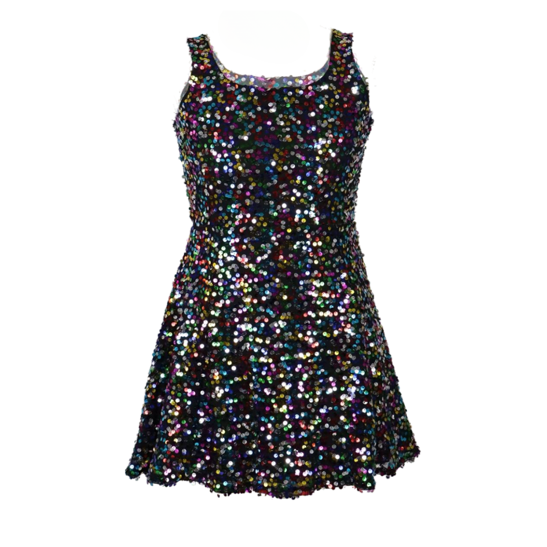 black multicolor sequin dress Black Silk Multi-Color Sequin Dress